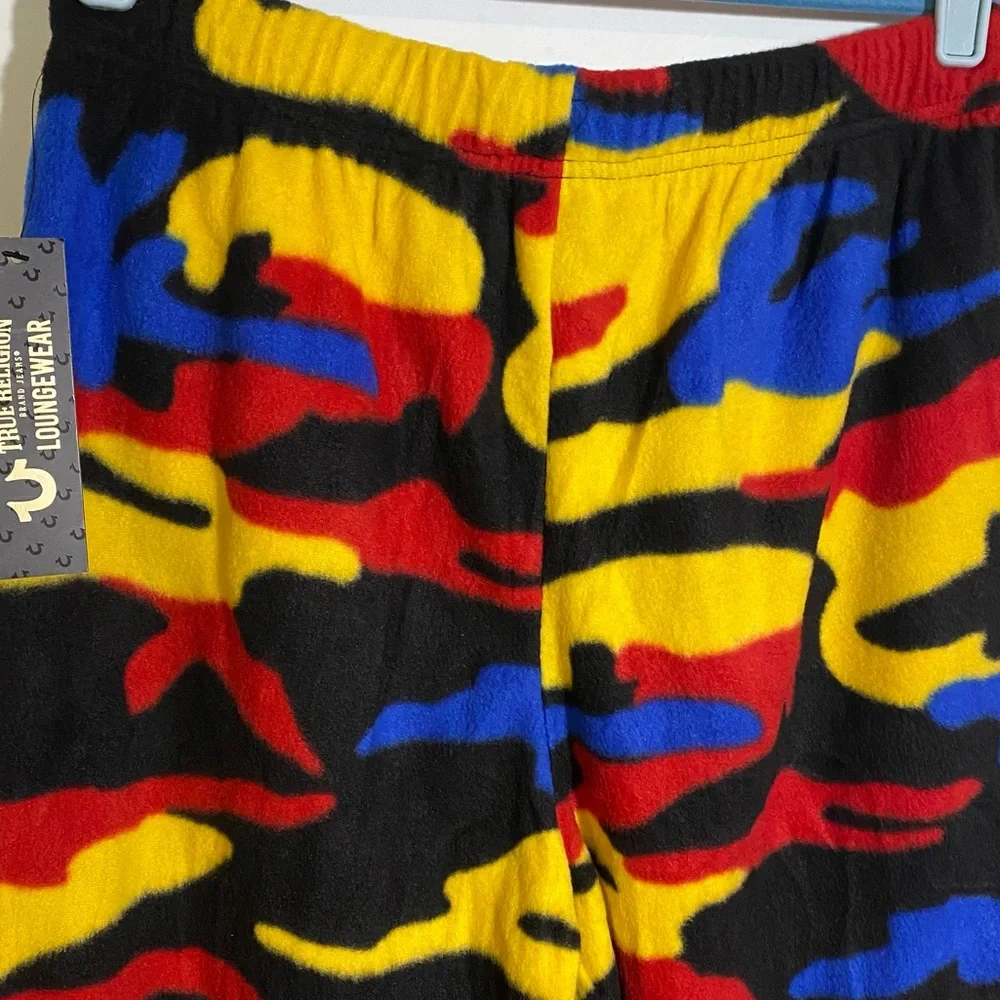 True Religion Fleece Lounge Pants Multicolor Camouflage Pockets Men’s Size Small
